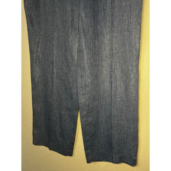 Zara Linen Pants, blue with sparkles size XL - Picture 3 of 7